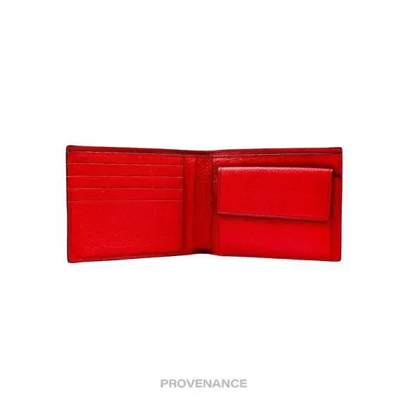 🔴 Fendi  FF Logo Bifold Wallet - Pebbled Red Leather - Picture 7 of 11